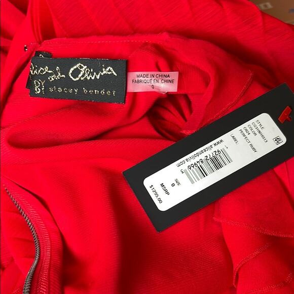 Alice+ Olivia Day Sunburst Red Pleated Sleeve Ruffle Tiered Maxi Dress Size 0 - Picture 15 of 16